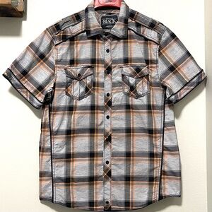 Buckle Black Athletic Fit Shirt - Heathered Grey & Double Pockets - Size Large